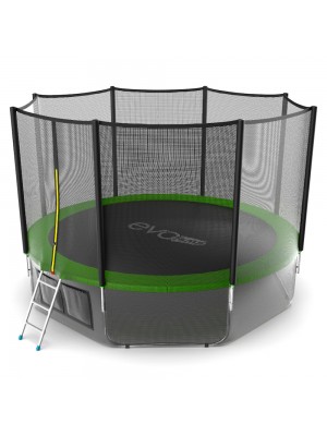 Батут EVO Jump External 12ft (Green) + Lower net с внешней сеткой и лестницей + Нижняя сетка