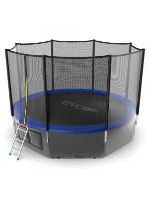 Батут EVO Jump External 12ft (Blue) + Lower net с внешней сеткой и лестницей + Нижняя сетка
