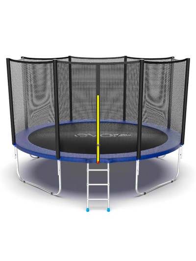 Батут EVO Jump External 12ft (Blue) с внешней сеткой и лестницей