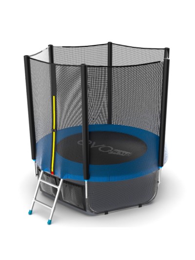 Батут EVO Jump External 6ft (Blue) + Lower net с внешней сеткой и лестницей + Нижняя сеть