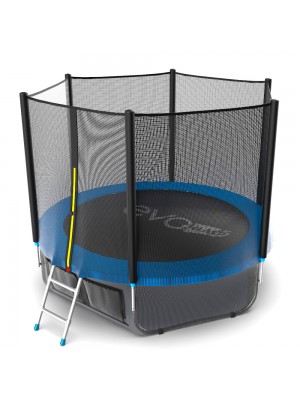 Батут EVO Jump External 8ft (Blue) + Lower net с внешней сеткой и лестницей + Нижняя сетка