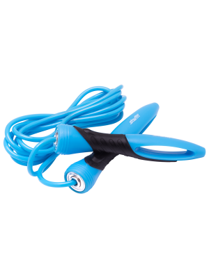 Скакалка RP-104 ПВХ, с эргономичной ручкой, синяя/черная, 3,05 м