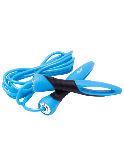 Скакалка RP-104 ПВХ, с эргономичной ручкой, синяя/черная, 3,05 м