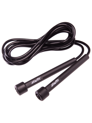 Скакалка RP-101 ПВХ с плаcтиковой ручкой, черная, 3 м