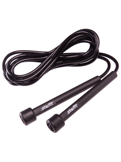 Скакалка RP-101 ПВХ с плаcтиковой ручкой, черная, 3 м