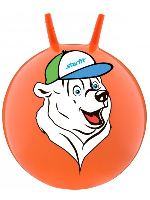 Мяч-попрыгун "Медвежонок" GB-403, 65 см, с рожками, оранжевый