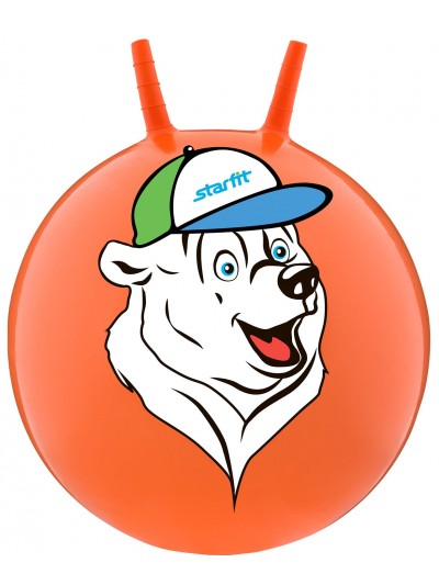 Мяч-попрыгун "Медвежонок" GB-403, 65 см, с рожками, оранжевый