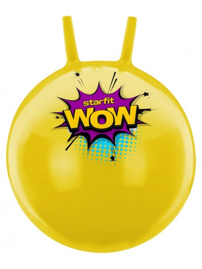 Мяч-попрыгун GB-0402, WOW, 55 см, 650 гр, с рожками, жёлтый, антивзрыв