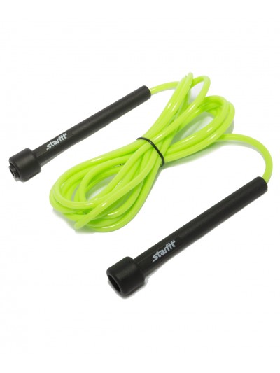 Скакалка RP-101 ПВХ с плаcтиковой ручкой, зеленая, 3 м