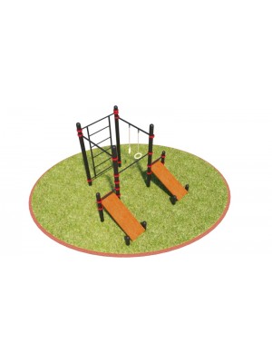 S-036 Турники, две скамьи, шведская стенка и кольца