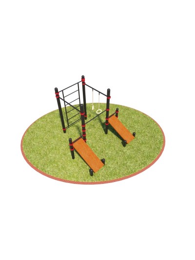 S-036 Турники, две скамьи, шведская стенка и кольца