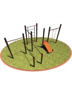 S-033 Турники, стенка, скамья, кольца, канат